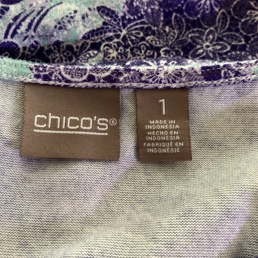 Chico's Blue Scoop Neck 3/4 Sleeve Brushed Knit Top 1 - Picture 4 of 5